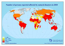 Antal mennesker påvirket af naturkatastrofer i 2010