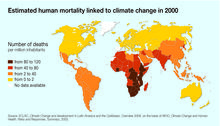 Anslået antal dødsfald som følge af klimaændringer i 2000 