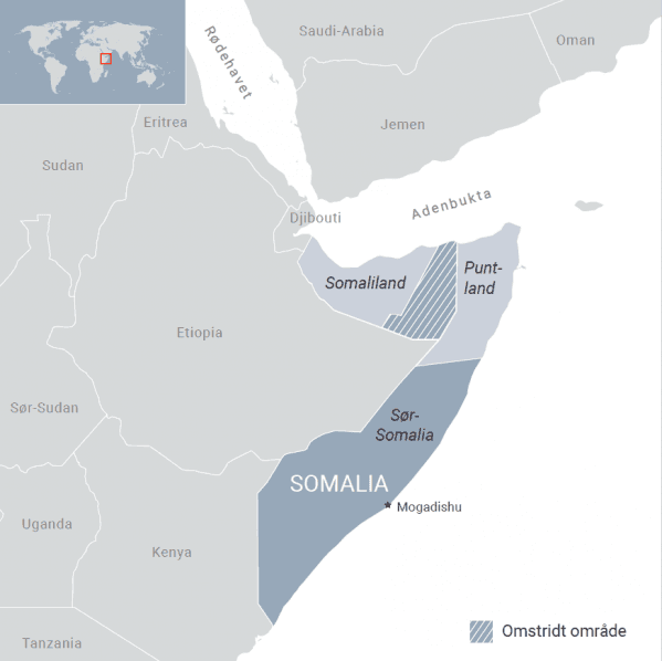 Kort over Somalia. Ill: FN-sambandet