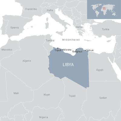 Kort over Libyen. Ill: FN-sambandet